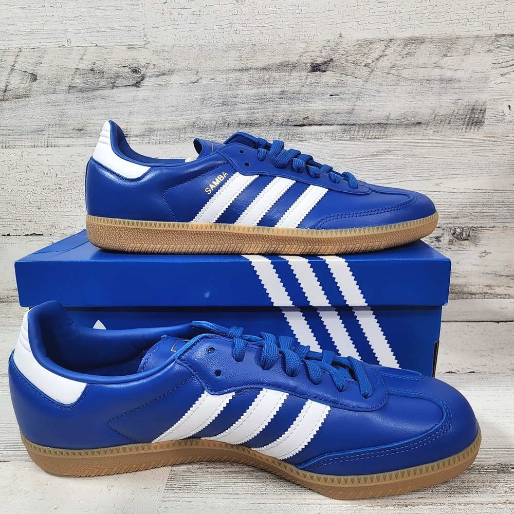 Adidas Samba OG Sneakers Mens 10 Blue White Sole Leather "4th Of July"